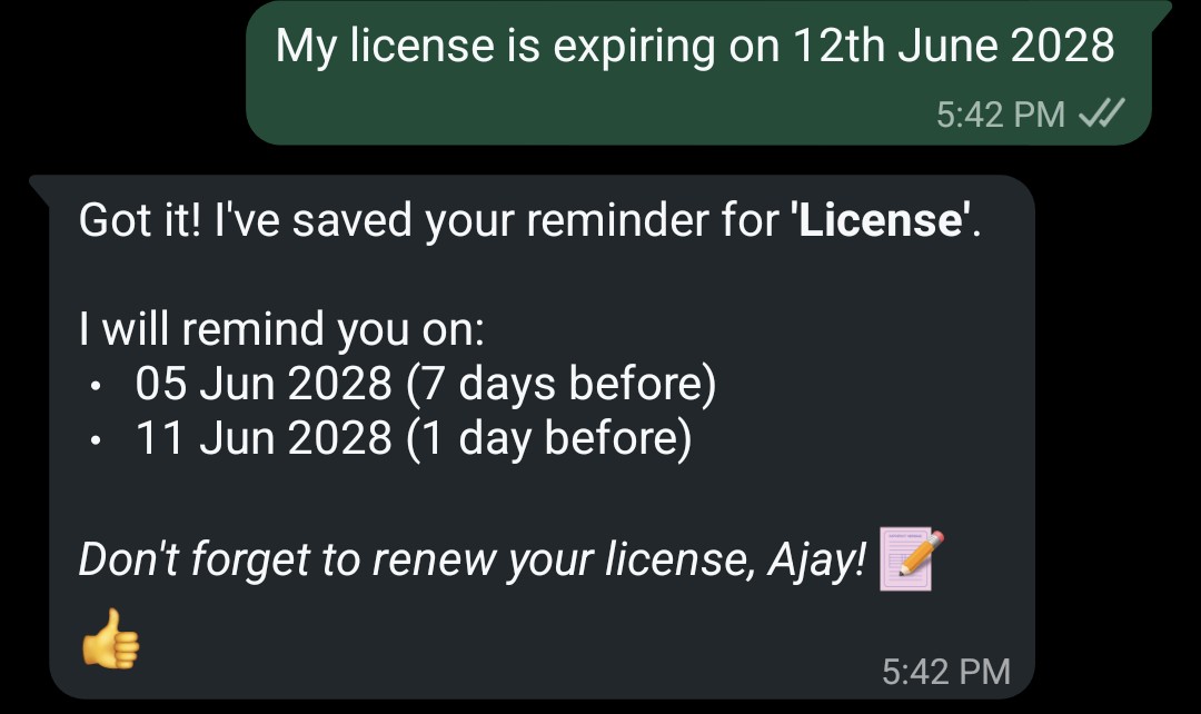 Document expiry reminder